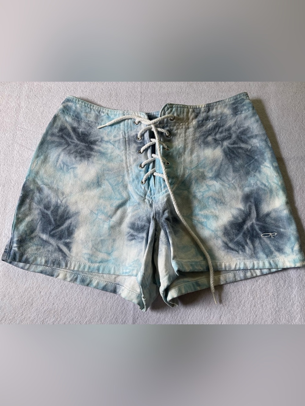 OP Women's Lace-Up Tie-Dye Shorts - Light Blue & Navy